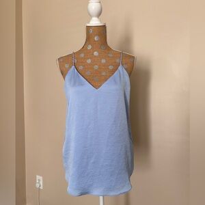 Express V Neckline Satin Look Downtown Cami Dusty Blue